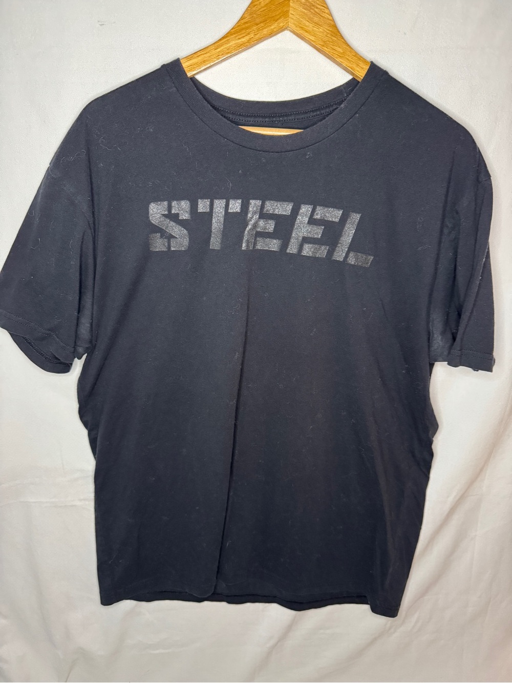 Classic STEEL Black Crew Neck Men's T-Shirt
